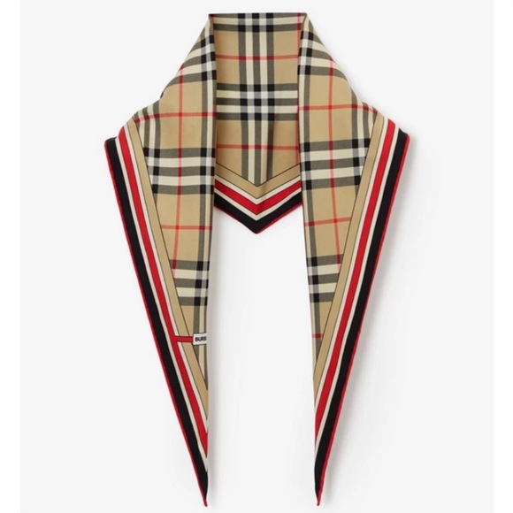 BURBERRY MONTAGE PRINT SILK DIAMOND-SHAPED SCARF - Picture 2 of 6